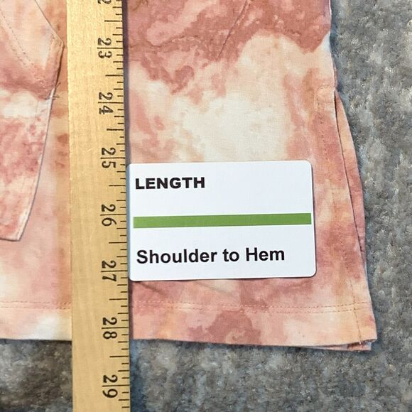 Susan Graver Tunic Top Women Size L Pink Tie-Dye Watercolor Kangaroo Pocket C13 - Picture 11 of 14